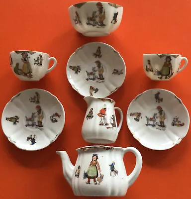 Buy Antique Vintage Bavaria Porcelain Childs Tea Set Printed Cups Teapot Jug Sugar • 35£