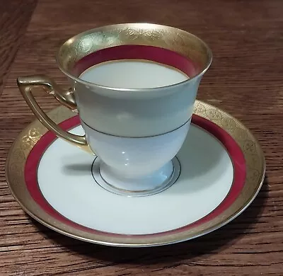Buy Vintage Thomas Bavaria Germany Cup And Saucer Red Gold Cream White • 16.26£