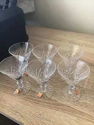 Buy Set Of 4 + 2 Port Sherry Small Wine Lead Crystal Cut Glasses Vintage • 10£
