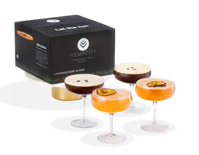 Buy VEMACITY - Set Of 4 Handmade Coupe Cocktail Glasses *FREE POSTAGE* • 18£