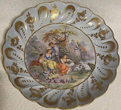 Buy Vintage Limoges France Porcelain Baby Blue And Gold Fragonard Scene 10  Bowl • 46.30£