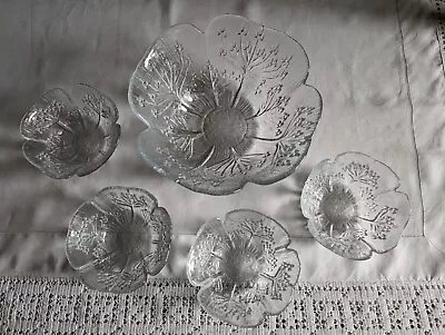Buy Vintage Finnish Meadow Notch Glass Bowl Set Lasisepat Mantsala Pertti Kallioinen • 35£
