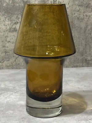Buy Riihimaen Lasi Oy Finland Amber Glass  Bud  Vase 1436-  Signed • 23.70£