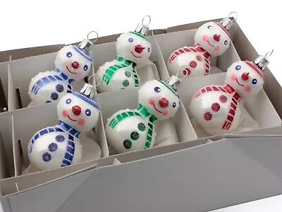 Buy Set (6) Czech Blown Glass Snowman Christmas Ornaments • 76.86£
