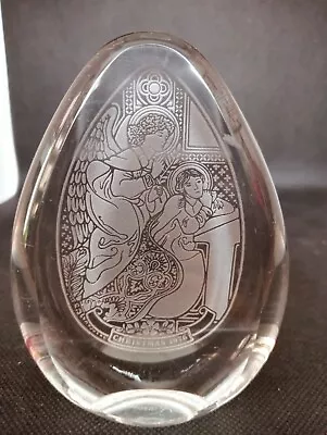 Buy Wedgwood Crystal 1976 Etched Glass Christmas Scene Paperweight 10.5cm X 7.5cm • 8£
