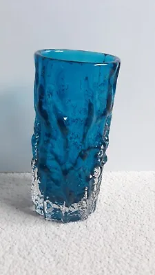 Buy Whitefriars Indigo Blue Textured Glass 6 Inch Bark Vase Geoffrey Baxter • 89.99£