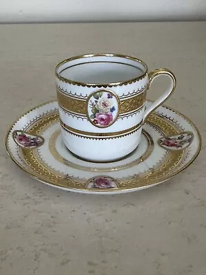 Buy Copeland Spode England Porcelain Demitasse Cup & Saucer Circa 1900 GOLD & ROSES • 57.90£