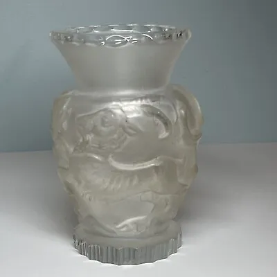 Buy French Art Deco Vase Signed Sabino France Frosted Glass 6” Tall • 94.83£