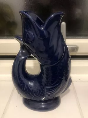 Buy Vintage Dartmouth Pottery Glug Jug /Dartmouth Pottery Fish Glug Jug -18cm Blue • 25.50£