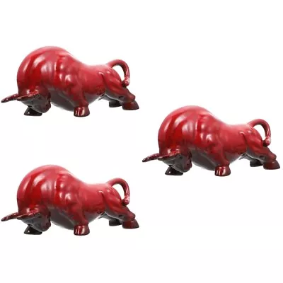 Buy  3 Pc Home Ornament Bull Tea Pet Simulated Ox Office Decorations • 32.28£