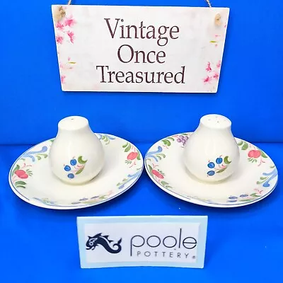 Buy Poole Pottery CRANBORNE * SALT & PEPPER POTS With Saucer Stands * Vintage VGC • 23.75£