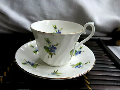 Buy Vintage Violets 'Delphine' Staffordshire Bone China  Cup & Saucer - Fluted • 3.99£