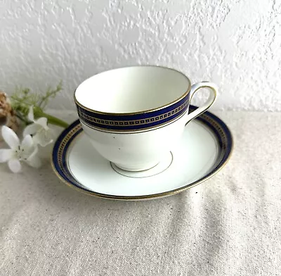 Buy Osborne China England Cup And Saucer Set, White With Navy Blue And Gold Accents • 14.16£