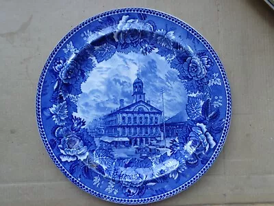 Buy *ANTIQUE WEDGWOOD Flow Blue  FANEUILL  HALL  9  PLATE FREE UK POST • 15.99£