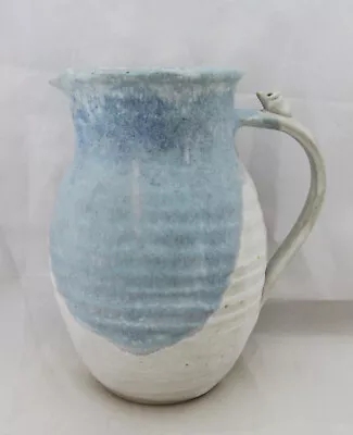 Buy Studio Pottery Large Blue/grey Stoneware Jug Signed Sw, Mouse On Handle • 5.99£
