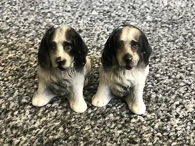Buy Vintage Hand Painted Branksome China Pottery Spaniel Dog Figurines X2 • 20£