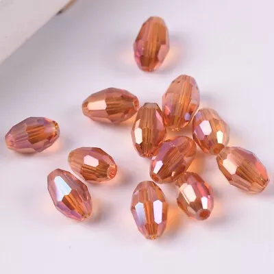 Buy 8x6mm 10x8mm 13x10mm Oval Rugby Faceted Crystal Glass Loose Beads Wholesale Lot • 1.86£