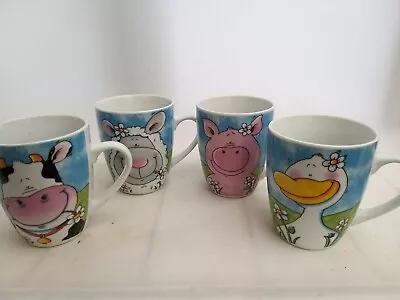 Buy Vintage Mugs Farmyard Design Sheep Cow Duck Pig Colourful Childrens Mugs X 4  • 16.99£