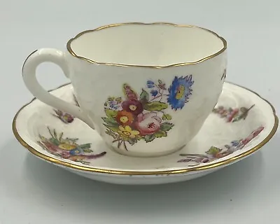 Buy Antique Coalport Demitasse Cup Saucer Floral & Gold England AD 1750 - 14B2 Mark • 25£