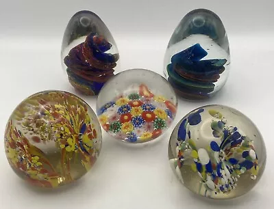 Buy 5 X Beautiful Vintage Decorative Glass Paperweights Inc Millefiori  • 19.99£