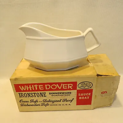 Buy VINTAGE NOS Homer Laughlin White Dover Ironstone Dinnerware Gravy Sauce Boat NIB • 32.06£
