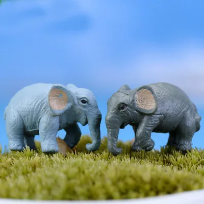 Buy Artificial 2pcs Elephant Miniature Garden Yard Lawn Ornament Decoration Figurine • 2.86£