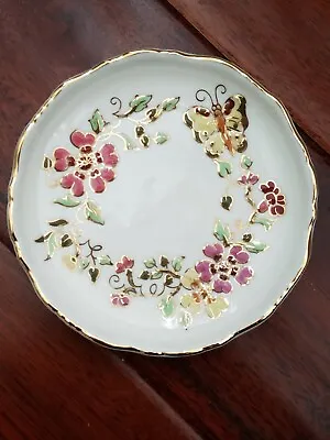 Buy Vintage Zsolnay Hungary 1853 Pecs Hand Painted Gold Butterflies Flowers Dish • 23.71£