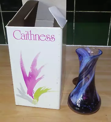 Buy Caithness Glass Vase Purple Blue Lilac Scottish Glass Bud Posy Vase Vintage • 12.50£