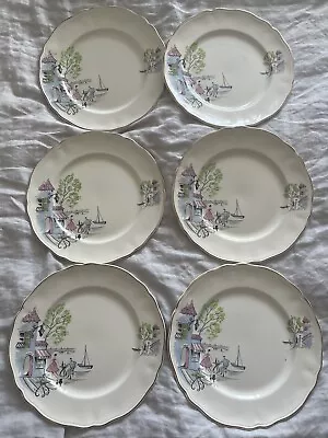 Buy Alfred Meakin Set Of 6 Down By The Seine Parisienne Scene 9  Plates VINTAGE • 55£