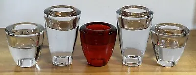 Buy Crate&Barrel 5 Votive /Tapered Hand Blown Glass Candle Holders~1 Red~NEW 20% CUT • 32.69£