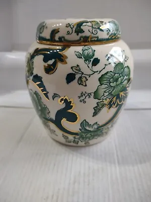 Buy Masons Ironstone Green Chartreuse Pattern Ginger Jar Apprx 4  High Hand Painted • 28£