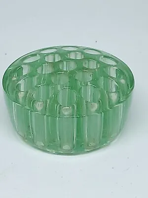 Buy  Vintage Pressed Glass 19 Holes Green Glass Flower  Florist Frog Posy Vase  • 14£