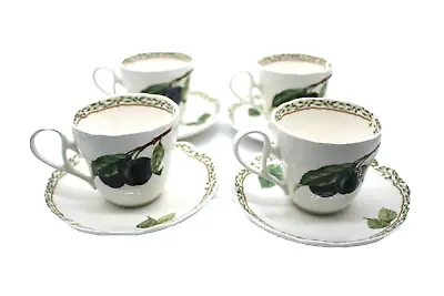 Buy Set Of 4 Noritake Prima China 9416 Royal Orchard Fruit Coffee Tea Cups & Saucers • 47.58£