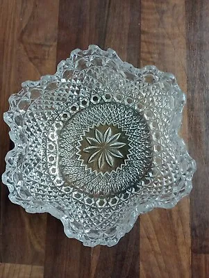 Buy Vintage Sowerby Clear Glass Fluted Flower-shape Design Pressed Glass Bowl 15 Cm  • 10£