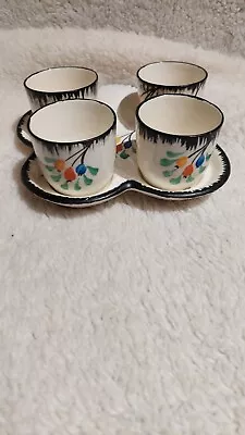Buy Hancock's Ivory Ware Art Deco Hand Painted Ceramic Egg Cup Set With Tray 1930s • 23.99£