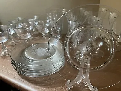 Buy Vintage Fostoria Crystal Rose Etch China Glassware Lot (24) • 6.61£