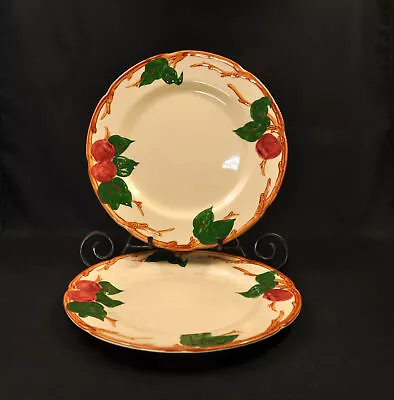 Buy Franciscan Apple 2 Dinner Plates 10 5/8  Hand Painted Red Green Brown 1940-1947 • 50.17£