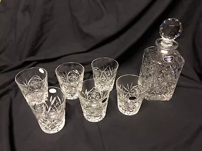 Buy Vintage Czech Bohemia Hand Cut Lead Crystal Whiskey Decanter & 6 Glasses UNUSED • 49.99£
