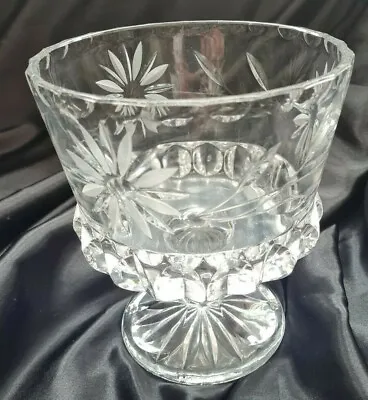 Buy GLASS CUT CRYSTAL FOOTED BOWL High 17cms Width At Top 15cms • 29.99£