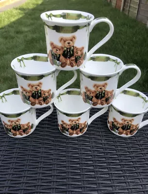 Buy Harrods Coffee Mug Set Of 6 Green Teddy Fine Bone China Tea Coffee Ideal Gift • 49.99£
