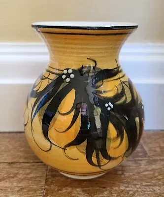 Buy Alvingham Studio Pottery Vintage Vase Gold Yellow Black Colour - Signed Pg? • 9.99£