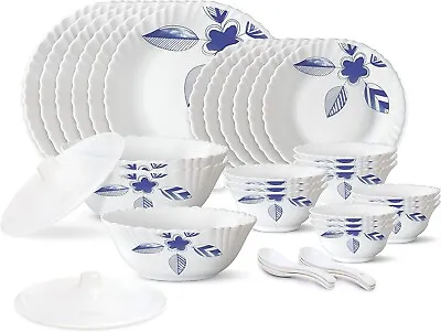 Buy Borosil Gourmet Dinnerware Set For 6, 35 Pieces, White Dinner Plates And Bowls • 142.30£