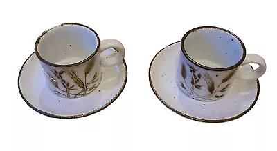 Buy Pair Of Midwinter Stonehenge Wild Oats Tea Cups & Saucers 1970's Vintage, 11.99p • 11.99£