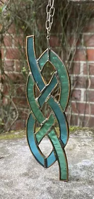Buy Vintage Lovely Old Stained Glass Celtic Knot Hanging Window Art Garden Interior • 4.20£