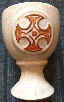 Buy GOBLET - Crochendy Pottery Celtic Cross Beige Glaze 12x9cm Handmade  Rare  • 15.50£