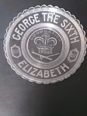 Buy Antique Glass Plate King George VI Queen Elizabeth 1937 Coronation British Royal • 10£