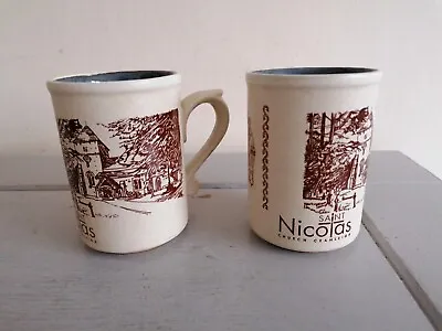 Buy 2 X Laugharne Pottery Handmade Mugs Vintage Saint Nicolas Church Cranleigh • 10£