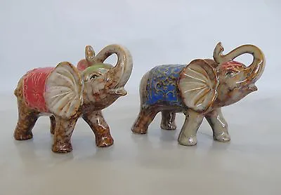 Buy Pair Of Decorated Indian Elephant Ceramic Figurine/Statue *NEW* • 24.63£