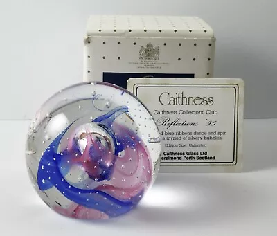 Buy Lovely Mint In Box Caithness Paperweight Reflections '95 ~ Pink & Blue Ribbons • 18.99£