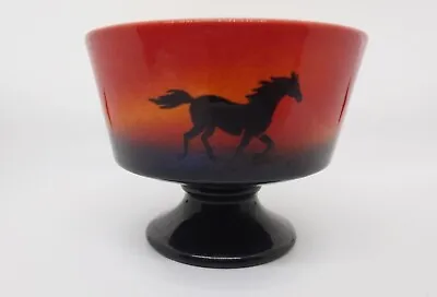 Buy Vintage SylvaC - 3555 Fantasy Sunset - Horses In Silhouette - Small Footed Bowl • 15£